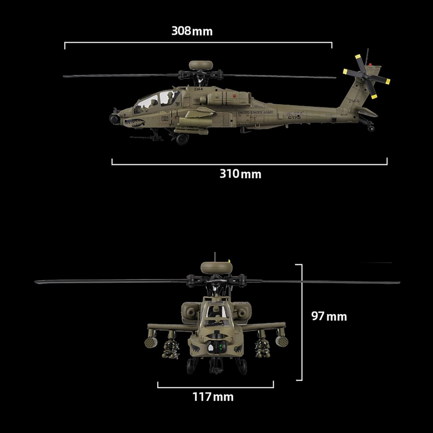 310MM 6CH C170 AH-64D Uzaktan  - Drone Rc Bolide incelemesi ve fiyatı